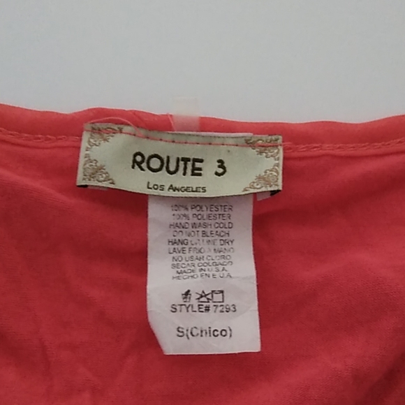 Coral Pink Sheer Top w Built in Tank Small Route 3 - Picture 5 of 5